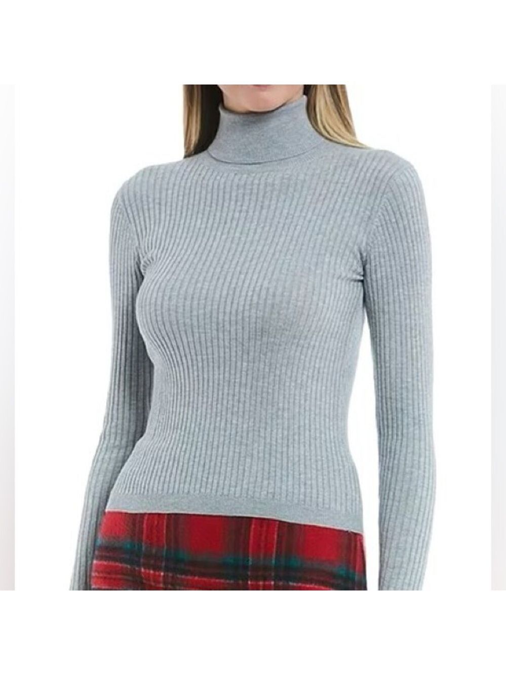 NWT $39 Copper Key – Grey/Silver Metallic Ribbed Turtleneck Sweater